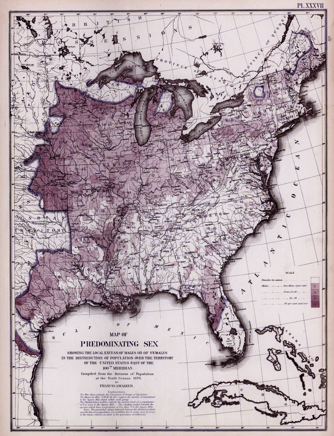 Vintage Statistical Map of the Eastern Seaboard of the United States